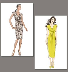 8724 EZ VOGUE STRETCH SLEEVELESS  EMPIRE X-OVER DRESS PATTERN 14-20 uncut ABCD
